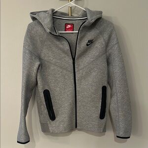Youth L Nike Tech Heather Gray Full-Zip Hoodie